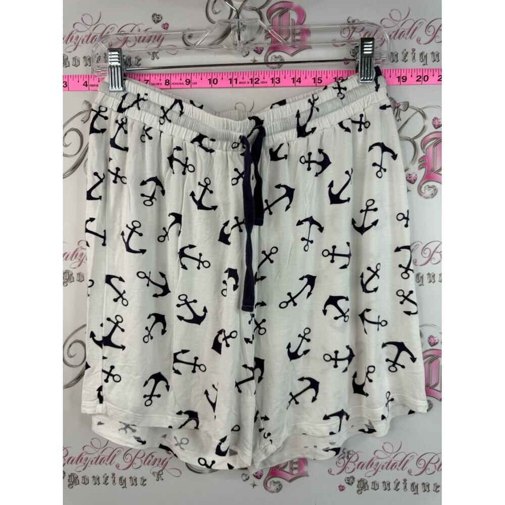 Tribal shorts nautical anchor White Lounge Shorts with Navy Anchor Print bamboo